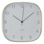 Premier Housewares Elko Square Wall Clock - Gold Finish Case with White Face