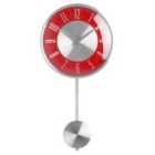 Premier Housewares Pendulum Wall Clock - Silver/Red