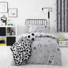 Football Grey and White Reversible Duvet Cover and Pillowcase Set