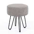 Core Products Grey Fabric Round Stool With Black Metal Legs