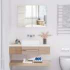 HOMCOM Wall Mounted Mirror Cabinet Double Door Bathroom Storage Unit With Adjustable Shelf
