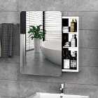 HOMCOM 66 x 44cm Curved Bathroom Storage Cabinet With Sliding Mirror Door 3 Shelves