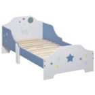 HOMCOM Kids Star Balloon Single Bed Frame With Guardrails Slats Bedroom Furniture