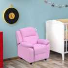 HOMCOM Kids Faux Leather Recliner Armchair Pink