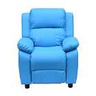 HOMCOM Kids Faux Leather Recliner Armchair Blue