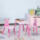 HOMCOM 3 Pieces Kids Princess And Crown Chair Table Set Pink