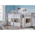 Milo White Sleep Station Desk Storage Bed and Coil Spring Mattress