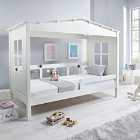 Mento White Wooden Treehouse Bed and Coil Spring Mattress