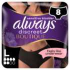 Always Discreet Incontinence Pants Boutique Underwear Black L 8 per pack