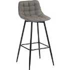 Teknik Quilt Barstool with Padded Grey Fabric Upholstery & Black Powder Coated Metal Legs