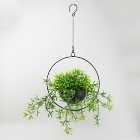 Artificial Trailing Plant in Black Industrial Round Hanging Plant Pot