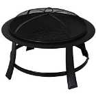 Outsunny Fire Pit with Mesh Cover and Poker - Black