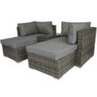 Charles Bentley Multifunctional Contemporary Lounge Set in Grey Rattan with Grey Cushion