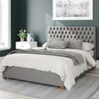 Aspire Monroe Upholstered Ottoman Bed Eire Linen Grey Super King