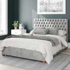 Aspire Monroe Upholstered Ottoman Bed Kimyo Linen Silver Small Double