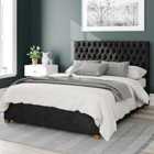 Aspire Monroe Upholstered Ottoman Bed Kimyo Linen Charcoal Double