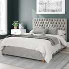 Aspire Monroe Upholstered Ottoman Bed Velvet Light Silver Double
