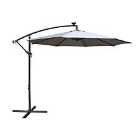 Airwave 3m Banana Hanging Parasol with Solar LED Spotlights (base not included) - Grey