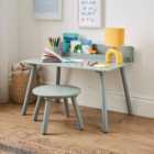 Small White Desk and Stool Set