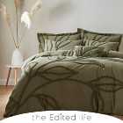 Tufted Leaf Olive 100% Organic Cotton Duvet Cover and Pillowcase Set