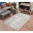 Modern Abstract Abrasion Contemporary Area Rug Gold
