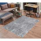 Modern Abstract Lines Pattern Contemporary Area Rug Grey