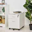 HOMCOM 2 Drawer Locking Office Filing Cabinet With 5 Wheels White