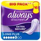 Always Discreet For Sensitive Bladder Long Plus Pads Value Pack 16 per pack
