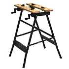 Durhand 4-in-1 Workbench Sawhorse Clamp Table with Rulings Tool Holes - Brown & Black