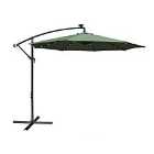 Airwave 3m Banana Hanging Parasol with Solar LED Spotlights (base not included) - Green