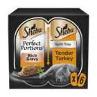 Sheba Perfect Portions Adult Wet Cat Food Trays Turkey in Gravy 6 x 37.5g
