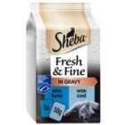 Sheba Fresh & Fine Wet Cat Food Pouches Tuna & Cod in Gravy 6 x 50g