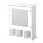 Premier Housewares Bathroom Cabinet, White Wood, Mirrored Door - White