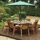 Charles Taylor 8 Seater Round Table Set with Green Cushions, Storage Bag, Parasol and Base