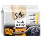 Sheba Fresh & Fine Wet Cat Food Pouches Poultry in Gravy 15 x 50g
