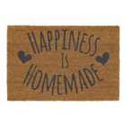 JVL Happiness Is Homemade Latex Coir Mat, 40x60cm - Brown
