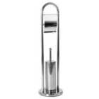 Bath Vida Toilet Brush And Paper Holder With Round Base - Silver