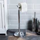 Bath Vida Floor Standing Toilet Roll Holder - Silver