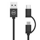 MIXX 2in1 Cable USB A to Micro USB/Type C 0.3m - Black