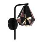 Geometric Black And Copper Wall Lamp
