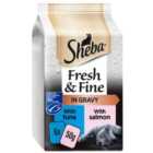 Sheba Fresh & Fine Wet Cat Food Pouches Salmon & Tuna in Gravy 6 x 50g
