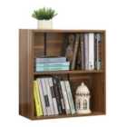 HOMCOM Small 2 Shelf Bookcase Storage Walnut Effect