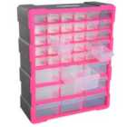 DURHAND 39 Drawers Parts Organiser Wall Mount Tools Storage Cabinet Clear
