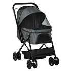 PawHut Pet Foldable Stroller/Travel Carriage with Reversible Handle - Grey