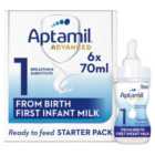Aptamil Advanced 1 First Formula Baby Milk Liquid Starter Pack from Birth 6 x 70ml
