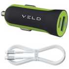 VELD 48W Super-Fast 2 Port Car Charger + 1m Type-C to Lightning Cable for use with Apple products