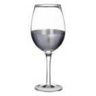 Premier Housewares Set of 4 Large Wine Glasses - Silver Crosshatched Design