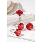 Premier Housewares Set of 4 Napkin Rings - Red Diamante/Chrome Finish