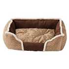 Bunty Kensington Medium Soft Fleece Fur Cushion Pet Basket - Cream/Brown