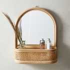 Bent Cane Arched Anti Bacterial Wall Mirror with Shelf